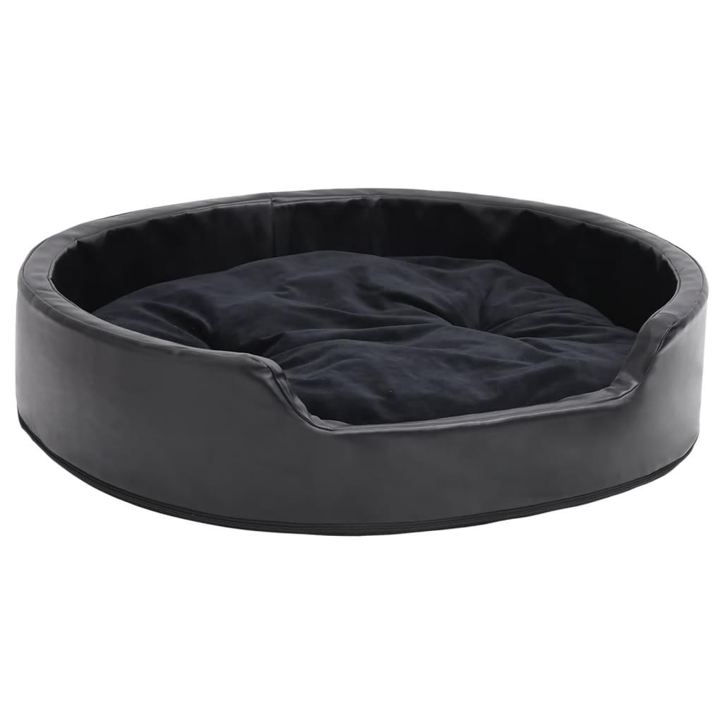 Hundebett Schwarz 79x70x19 cm Plüsch und Kunstleder