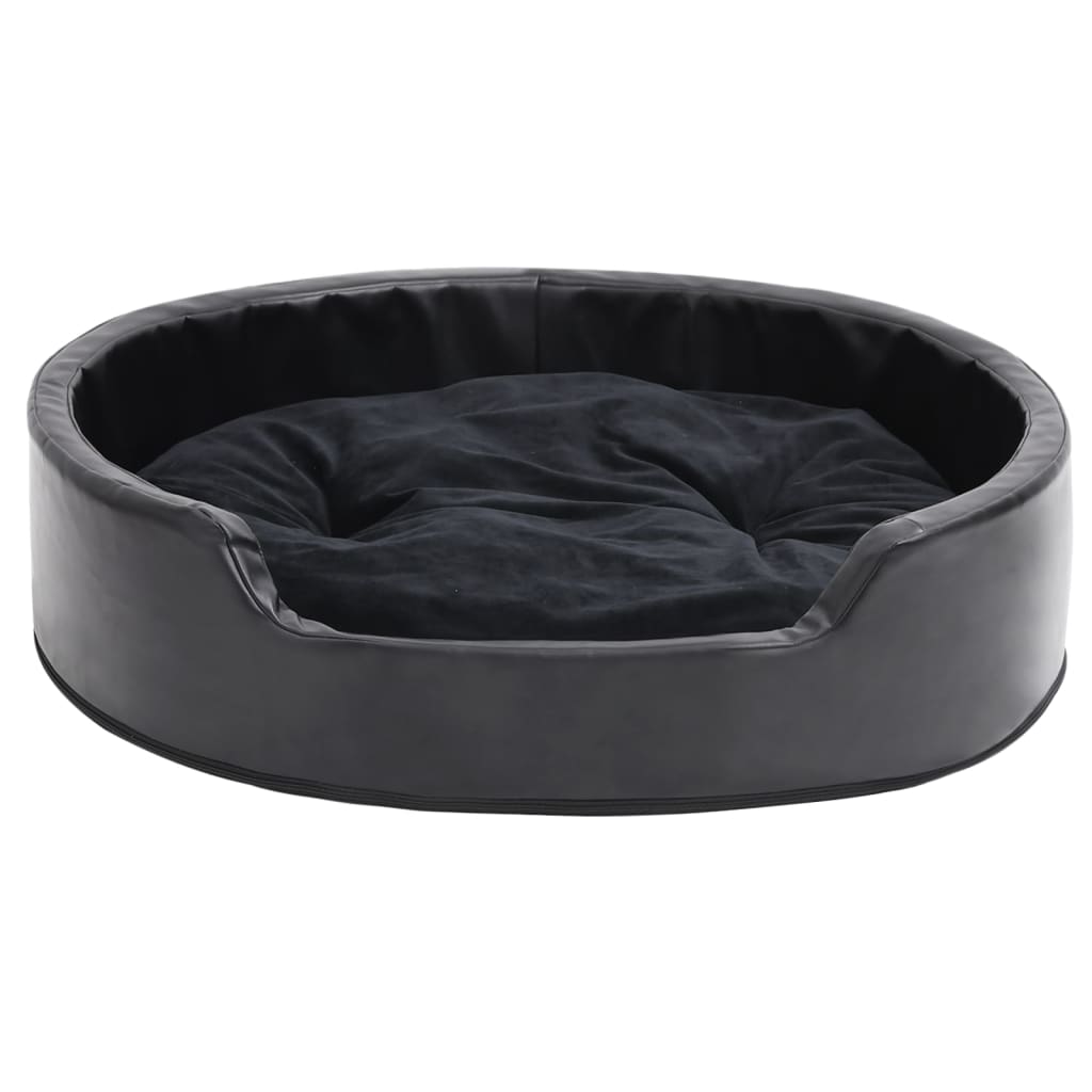 Hundebett Schwarz 79x70x19 cm Plüsch und Kunstleder