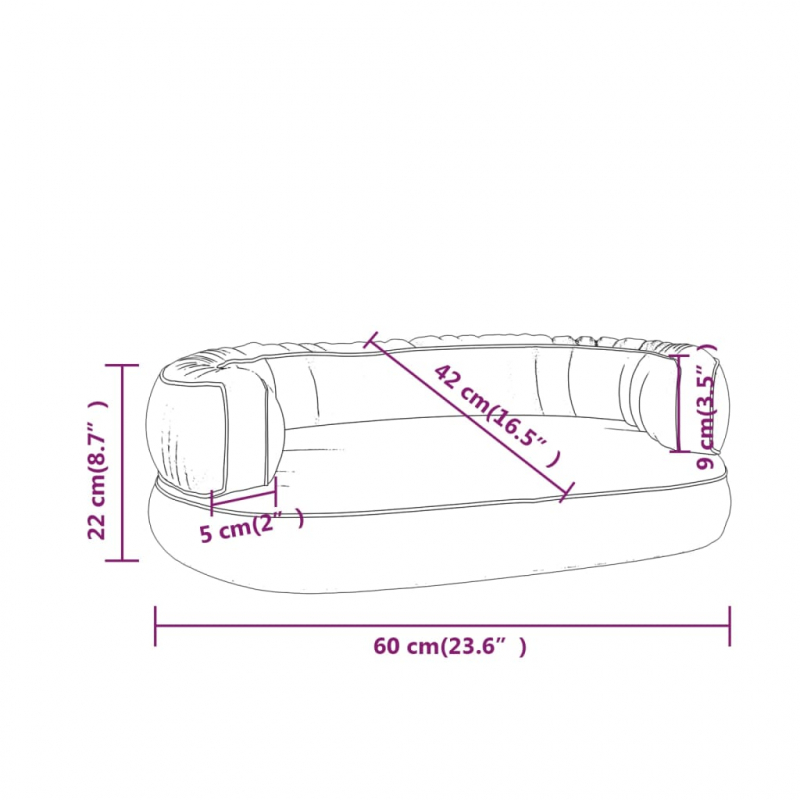 Hundebett Ergonomisch Schaumstoff Braun 60x42 cm Kunstleder