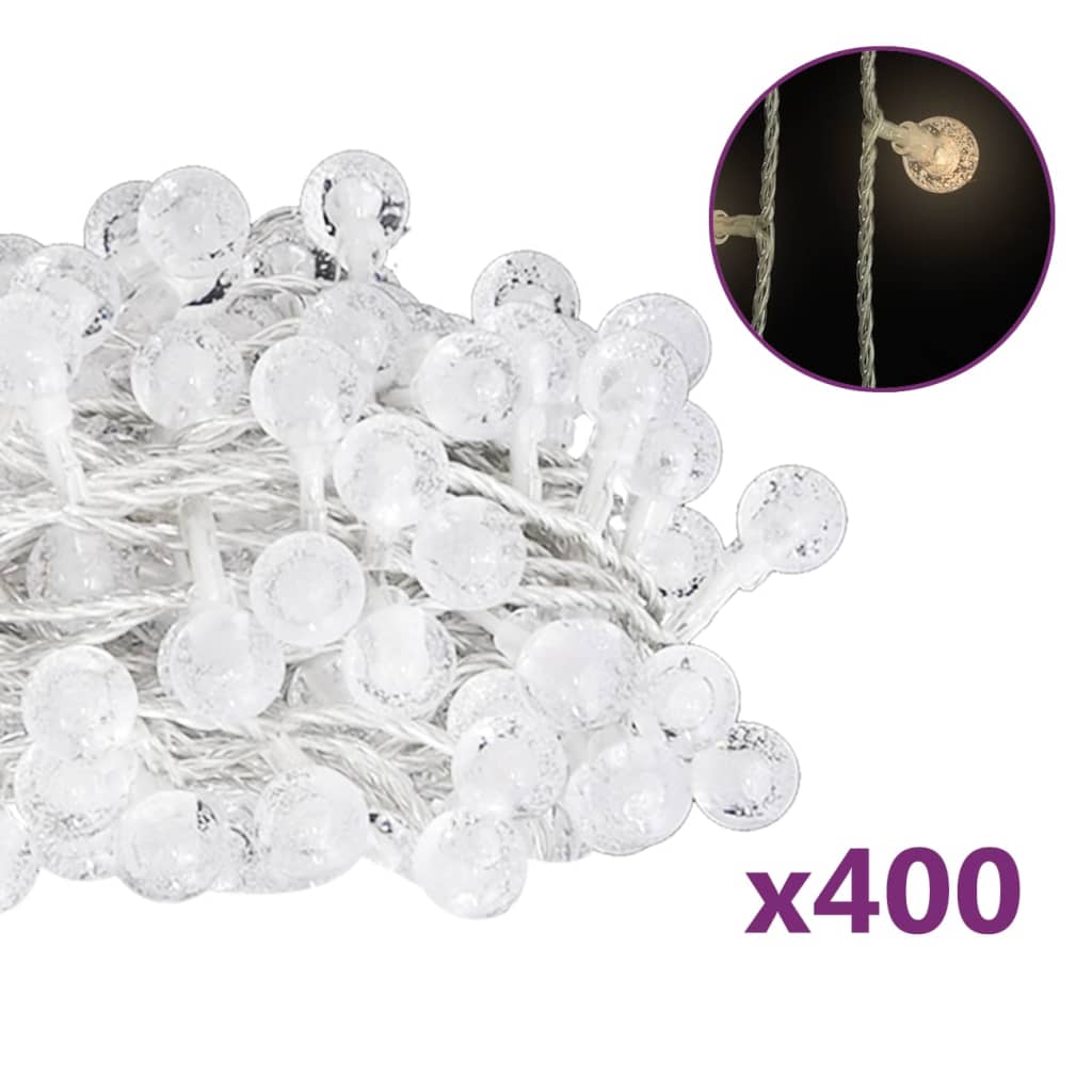 Lichterkette Kugeln 40 m 400 LED Warmweiß 8 Funktionen