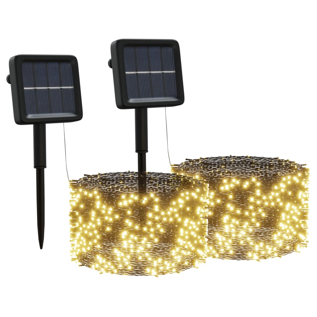 Solar-Lichterkette 2 Stk. 2x200 LED Warmweiß Innen Außen