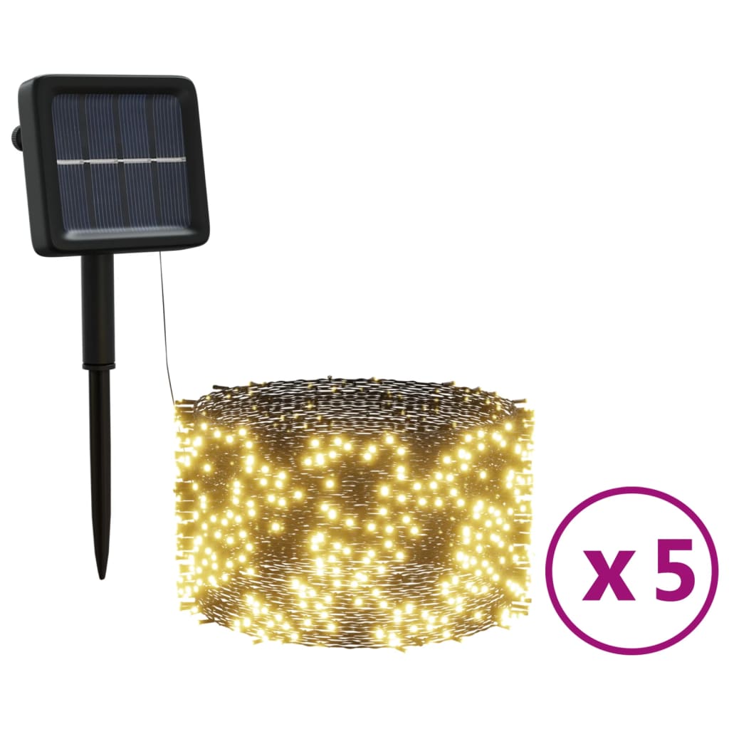 Solar-Lichterketten 5 Stk. 5x200 LED Warmweiß Innen Außen