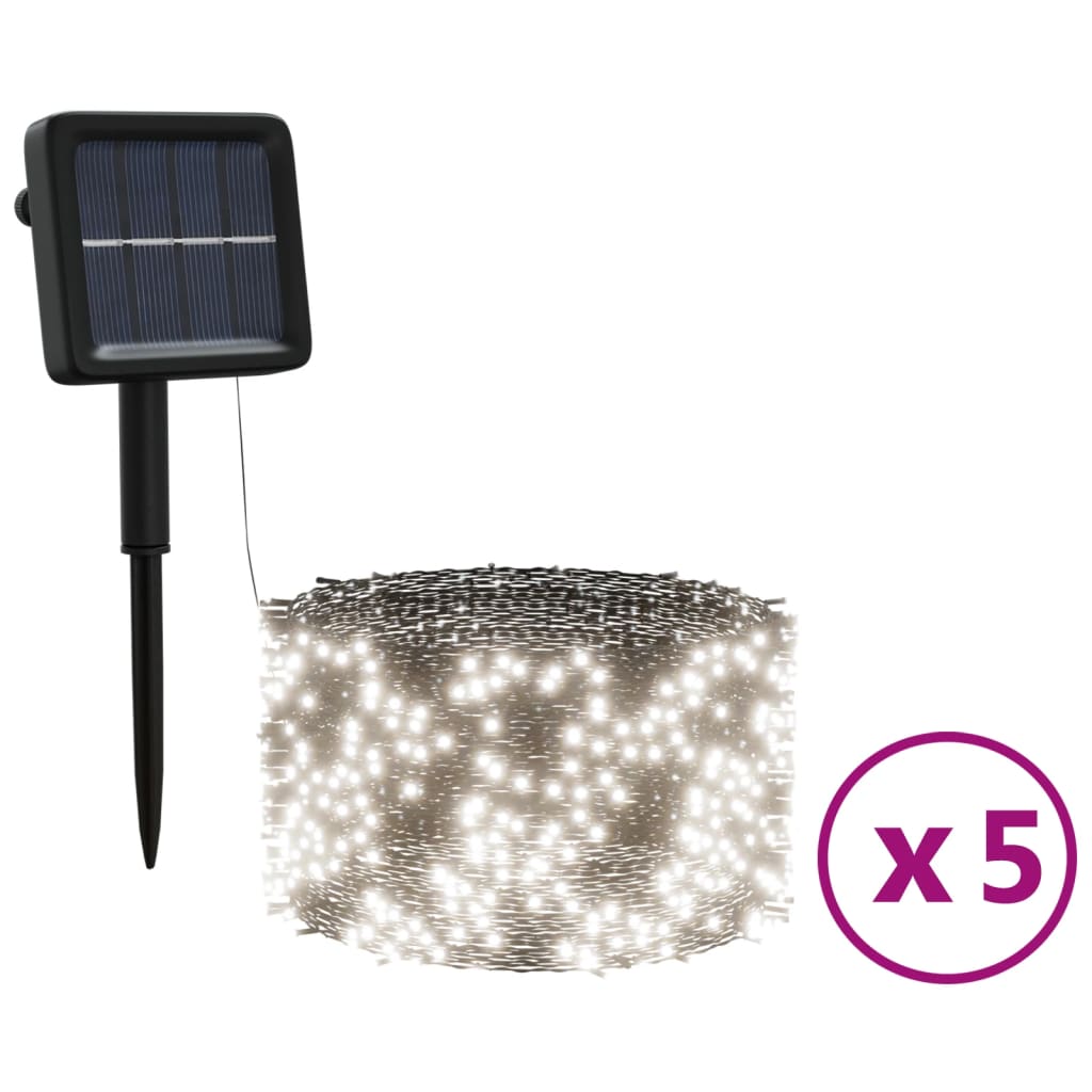 Solar-Lichterketten 5 Stk. 5x200 LED Kaltweiß Innen Außen