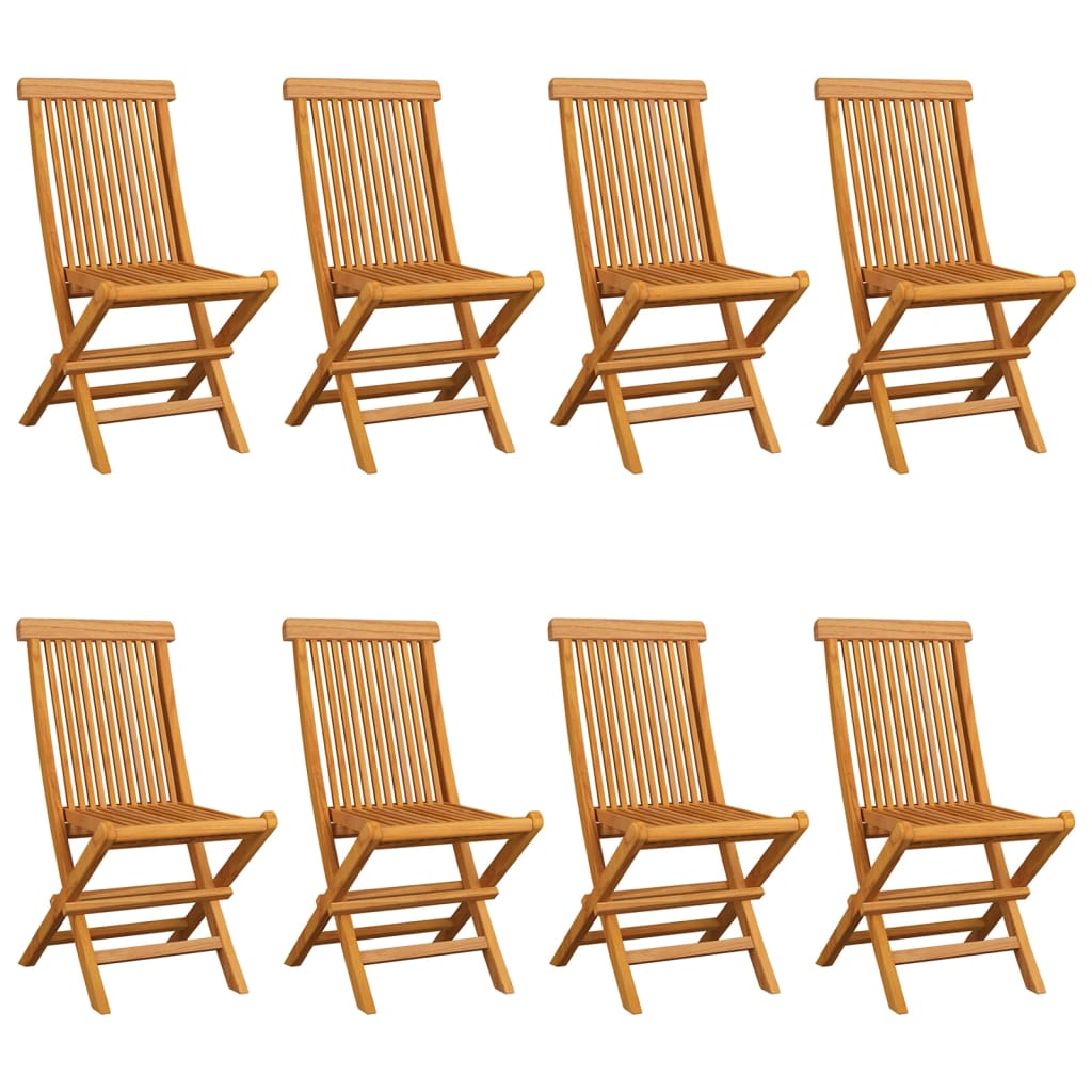 Gartenstühle mit Hellblauen Kissen 8 Stk. Massivholz Teak