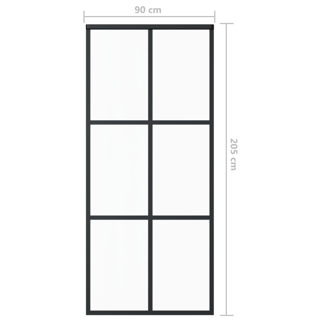 Schiebetür ESG-Glas und Aluminium 90x205 cm Schwarz