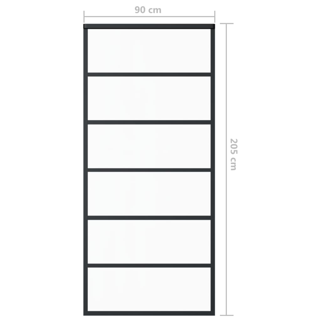 Schiebetür ESG-Glas und Aluminium 90x205 cm Schwarz