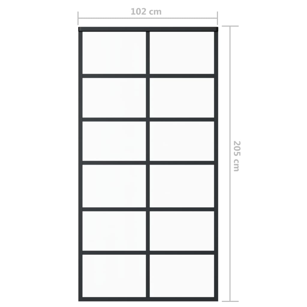 Schiebetür ESG-Glas und Aluminium 102x205 cm Schwarz