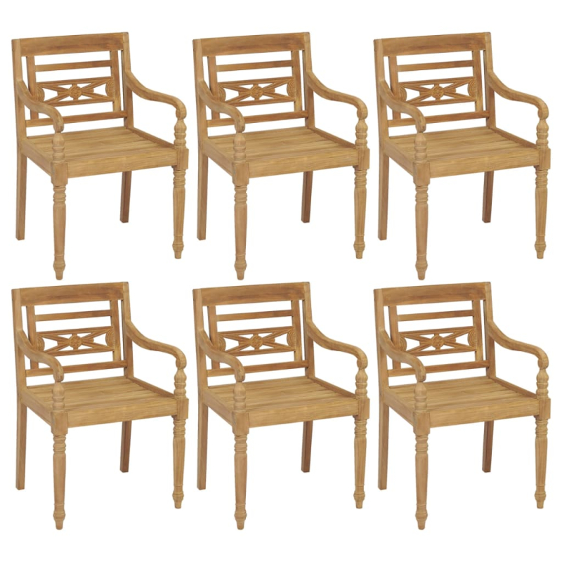 Batavia-Stühle mit Kissen 6 Stk. Massivholz Teak