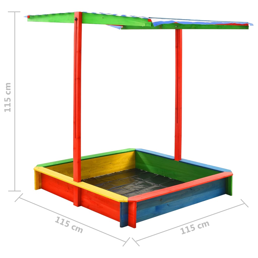 Sandkasten mit Verstellbarem Dach Tannenholz Mehrfarbig UV50