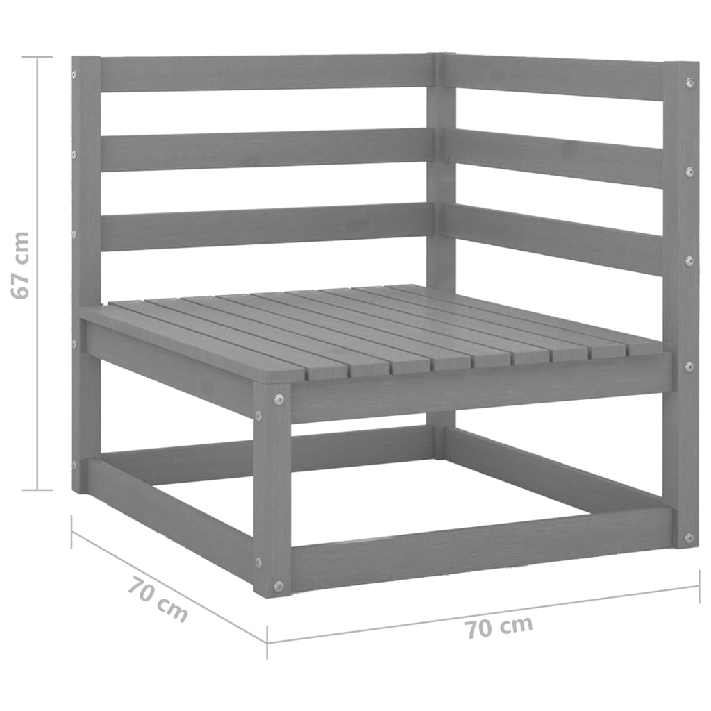 10-tlg. Garten-Lounge-Set mit Kissen Grau Kiefer Massivholz