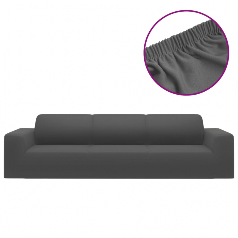 Stretch Sofahusse 4-Sitzer Anthrazit Polyester-Jersey