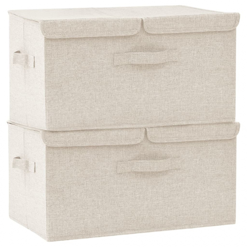 Aufbewahrungsboxen 2 Stk. Stoff 50x30x25 cm Creme