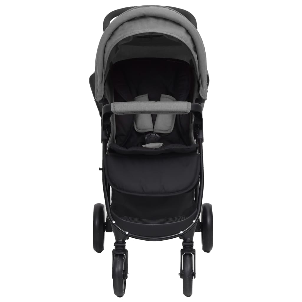 2-in-1 Kinderwagen Hellgrau Stahl