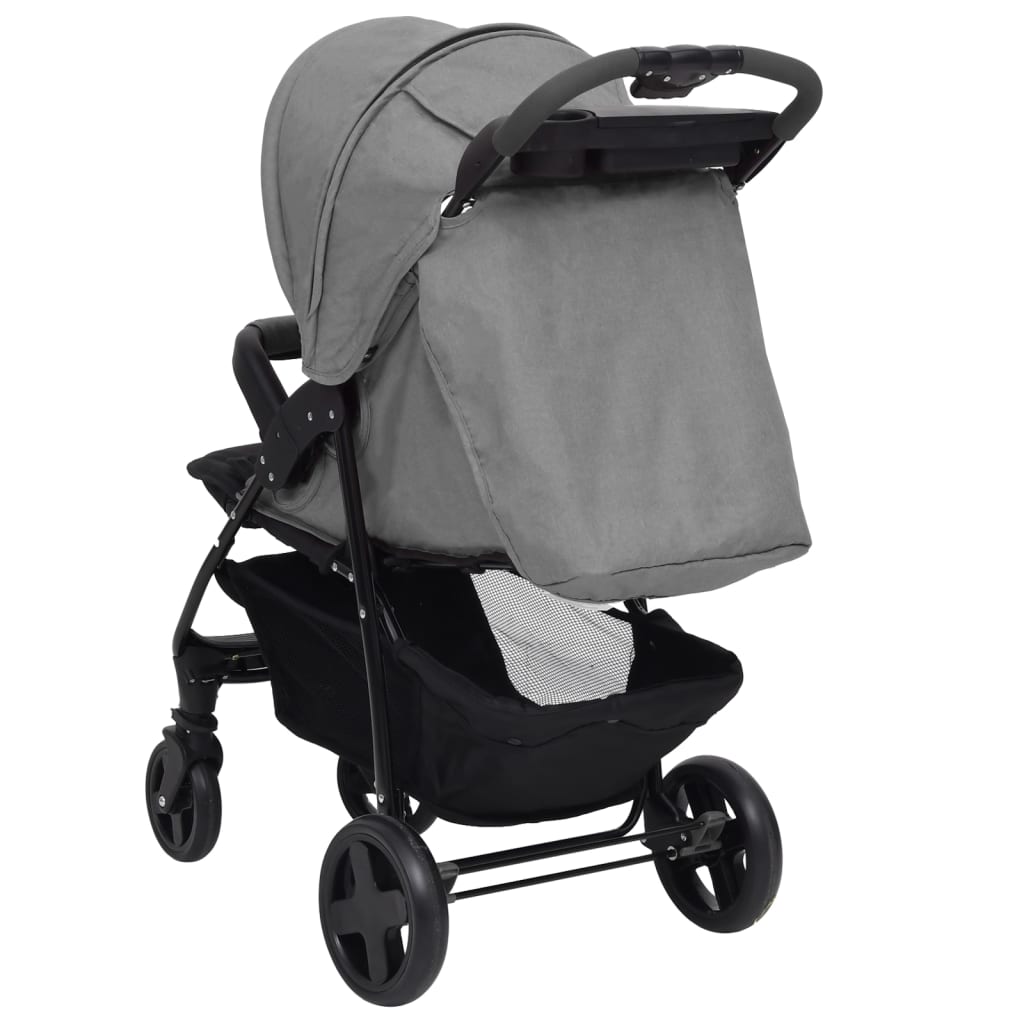 2-in-1 Kinderwagen Hellgrau Stahl