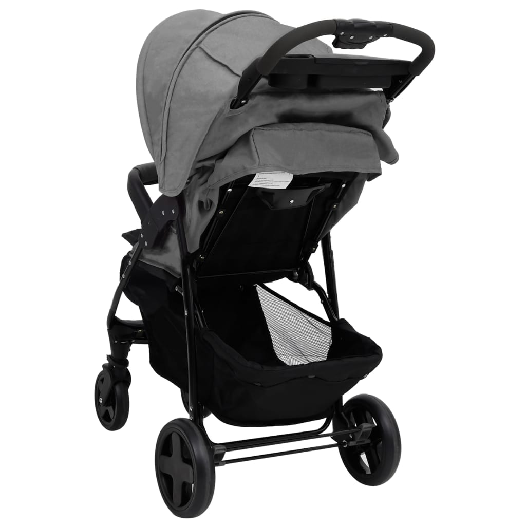 2-in-1 Kinderwagen Hellgrau Stahl