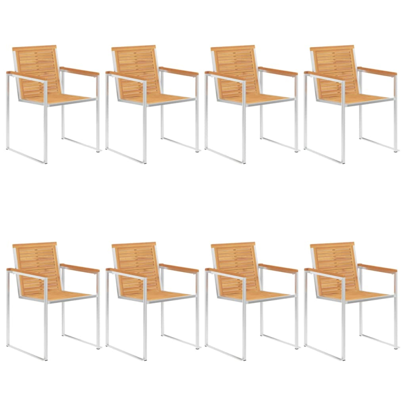 Gartenstühle 8 Stk. mit Kissen Massivholz Teak