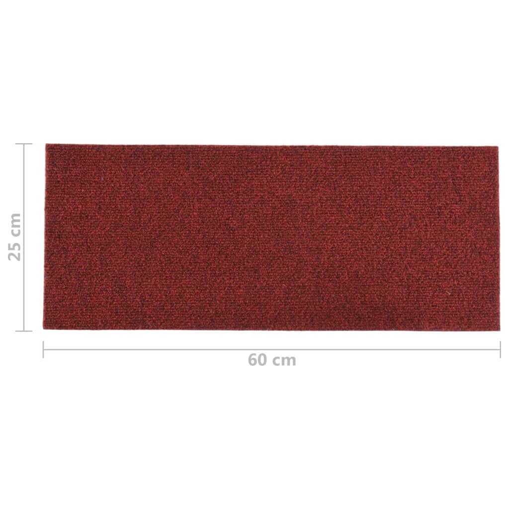 Selbstklebende Treppenmatten 15 Stk. Rechteckig 60x25 cm Rot