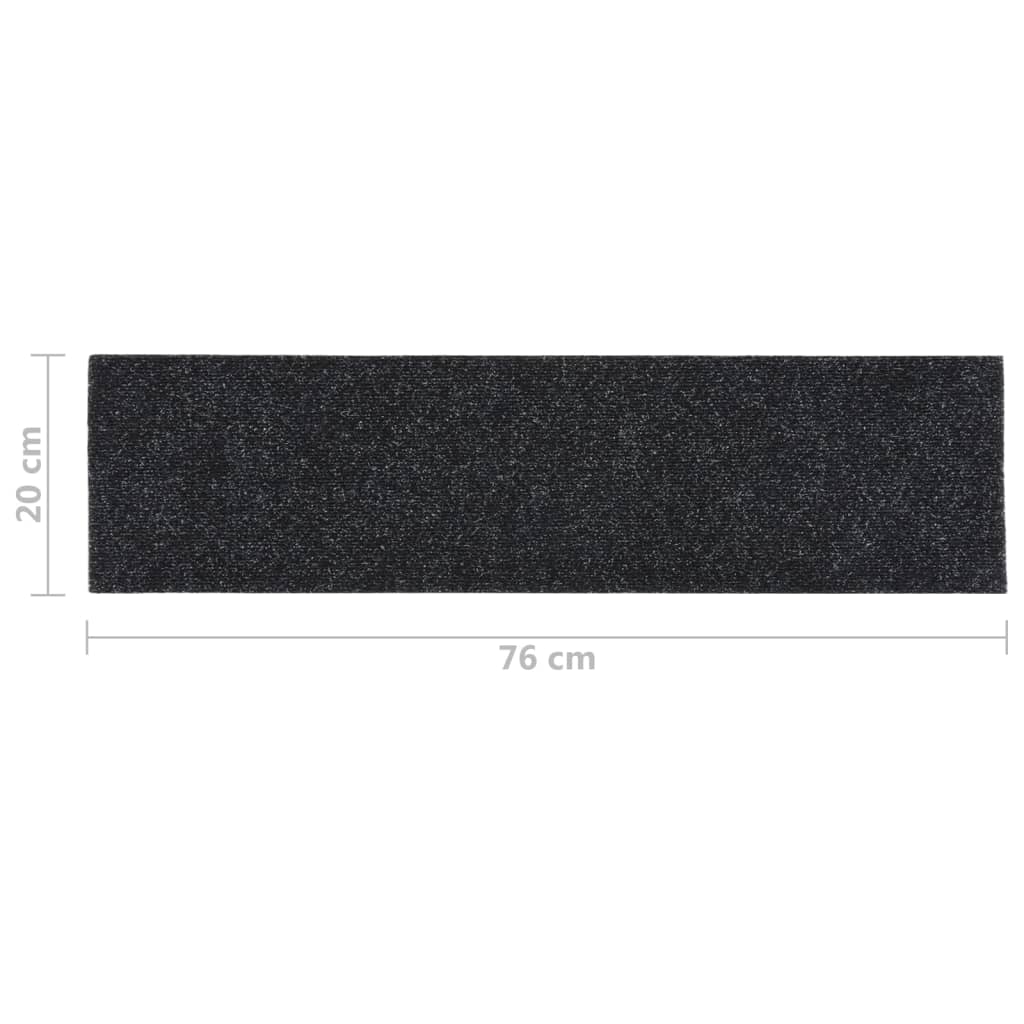 Selbstklebende Treppenmatten 15 Stk. Rechteckig 76x20cm Schwarz