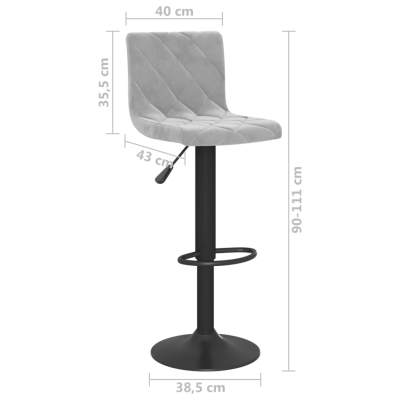 Barhocker 2 Stk. Hellgrau Samt