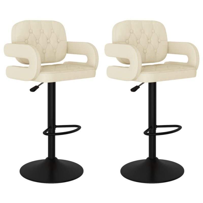 Barhocker 2 Stk. Creme Stoff