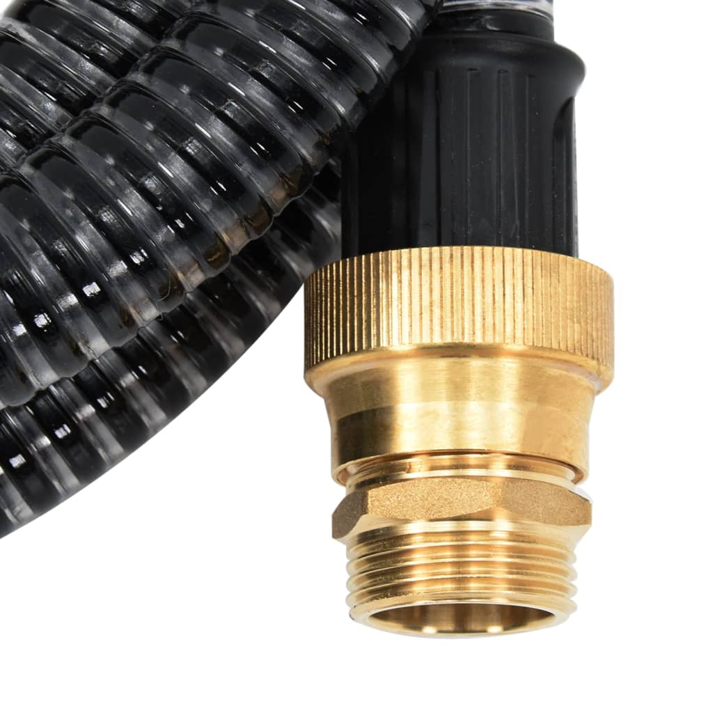Saugschlauch mit Messing-Anschlüssen Schwarz 1,1 4 m PVC