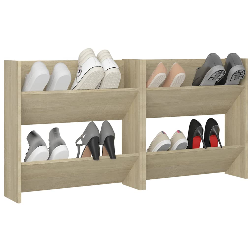 Wand-Schuhschränke 2 Stk. Sonoma-Eiche 60x18x60cm Holzwerkstoff