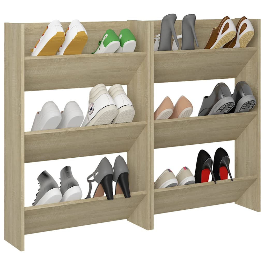 Wand-Schuhschränke 2 Stk. Sonoma-Eiche 60x18x90cm Holzwerkstoff