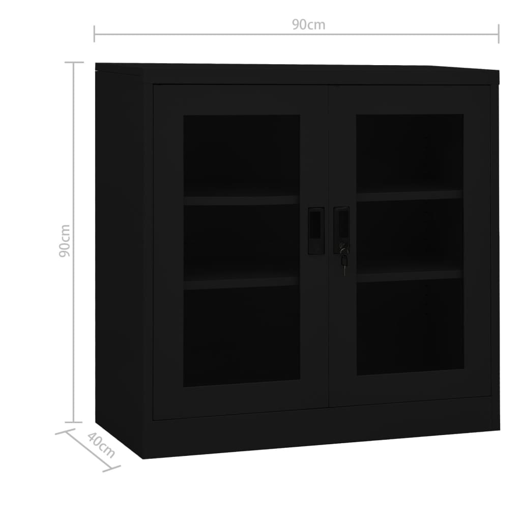 Büroschrank Schwarz 90x40x90 cm Stahl