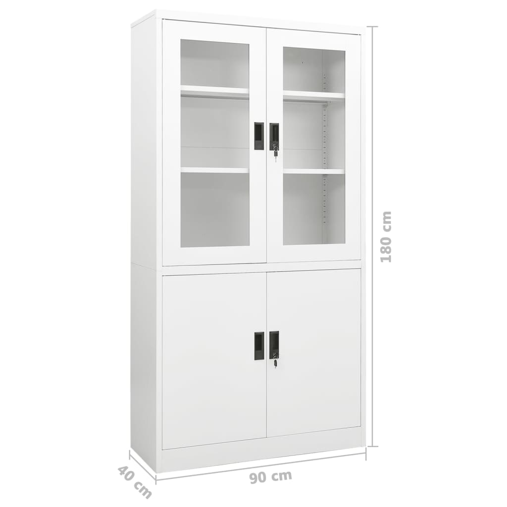 Büroschrank Weiß 90x40x180 cm Stahl