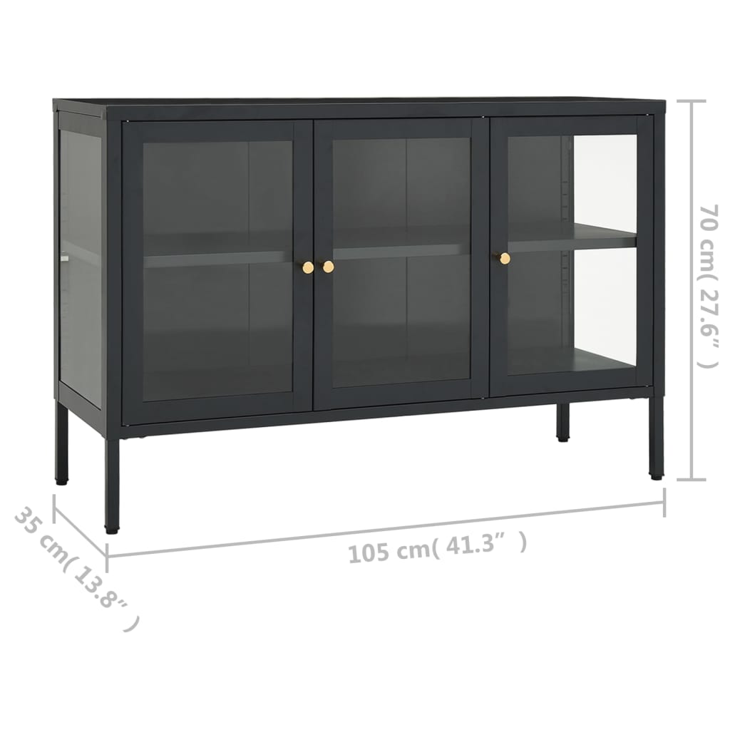 Sideboard Anthrazit 105x35x70 cm Stahl und Glas