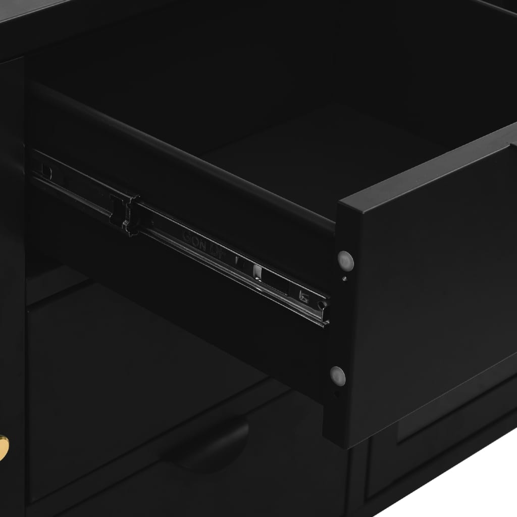 Sideboard Schwarz 105x35x70 cm Stahl und Hartglas