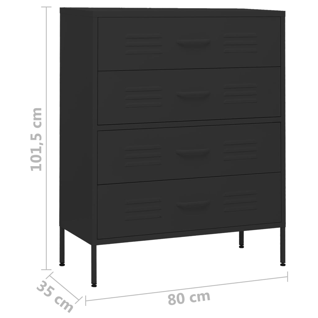 Kommode Schwarz 80x35x101,5 cm Stahl