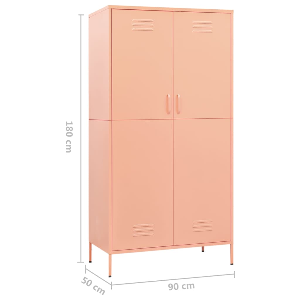 Kleiderschrank Rosa 90x50x180 cm Stahl