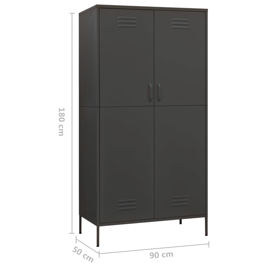 Kleiderschrank Anthrazit 90x50x180 cm Stahl