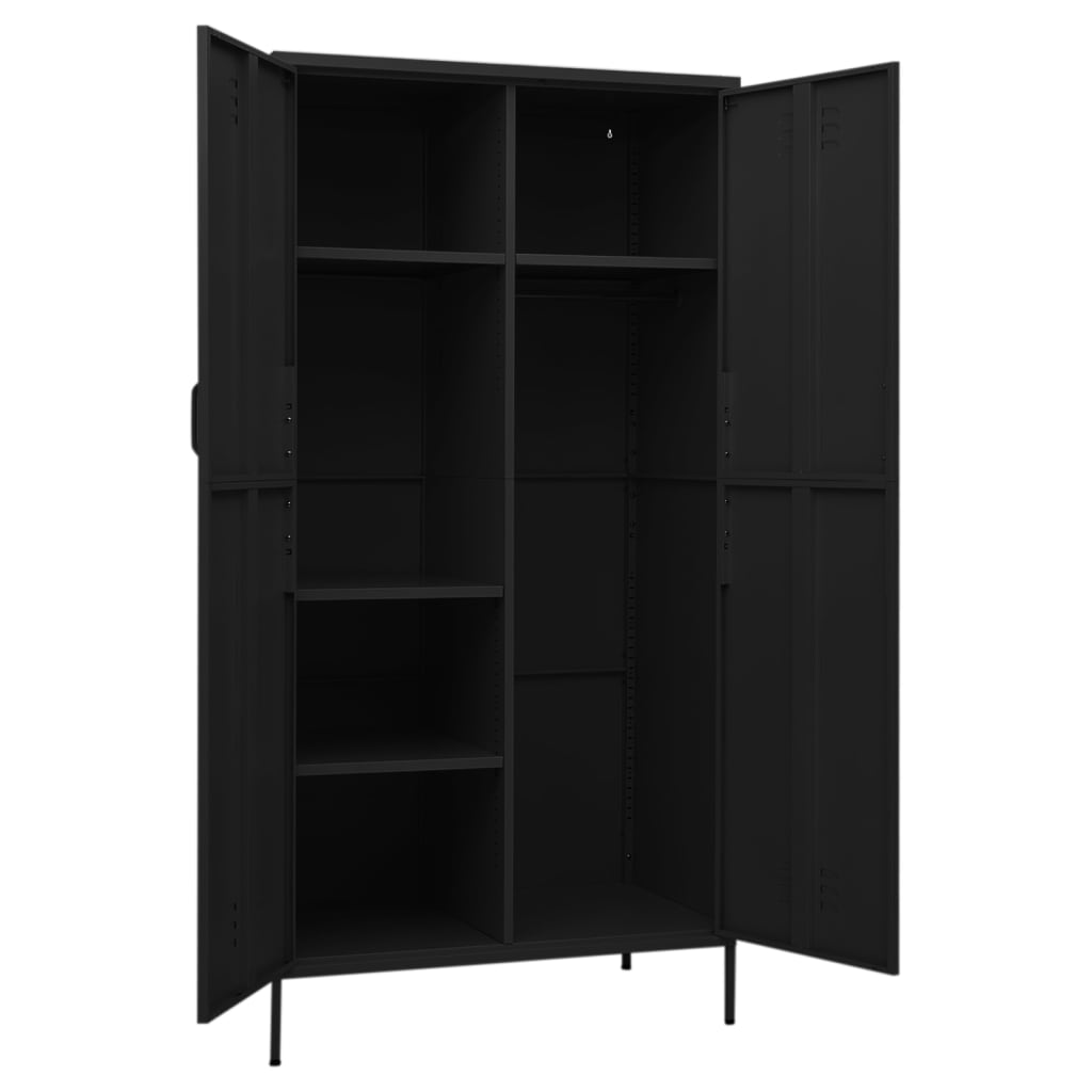 Kleiderschrank Schwarz 90x50x180 cm Stahl