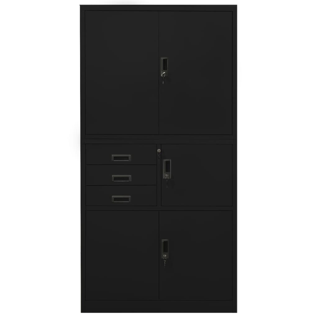 Büroschrank Schwarz 90x40x180 cm Stahl