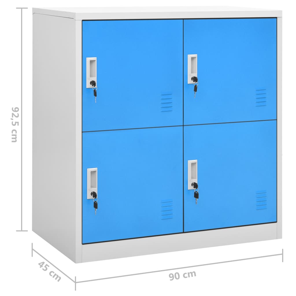 Schließfachschrank Hellgrau und Blau 90x45x92,5 cm Stahl