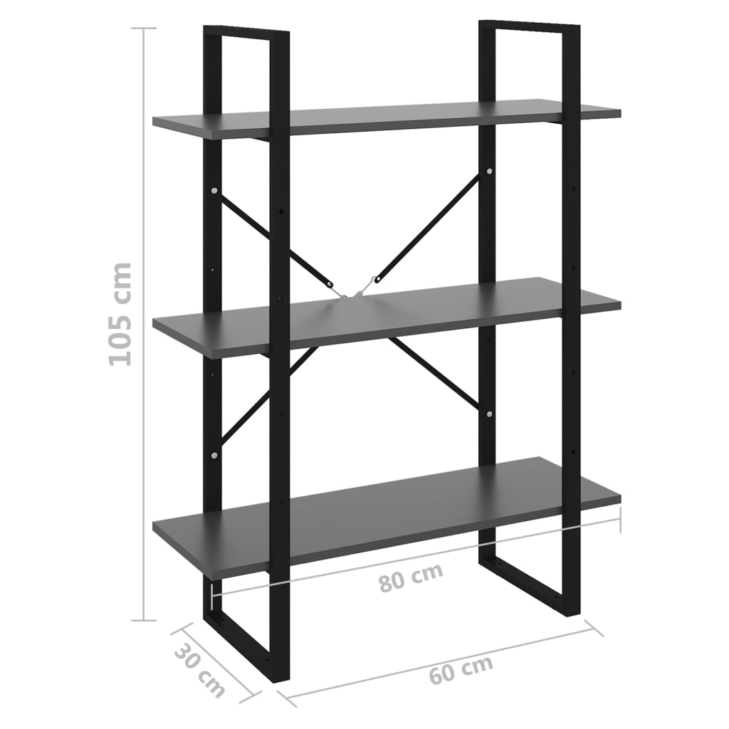 Bücherregal Grau 80x30x105 cm Holzwerkstoff