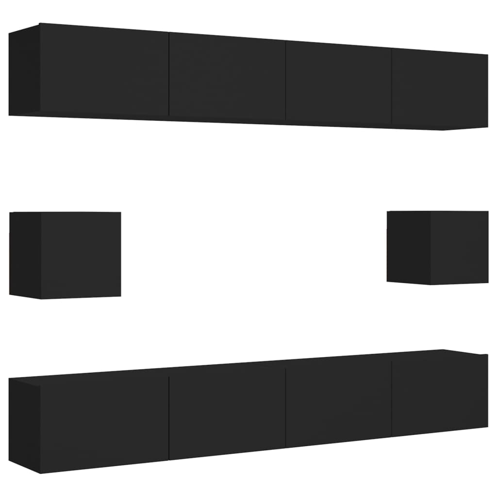 6-tlg. TV-Schrank-Set Schwarz Holzwerkstoff