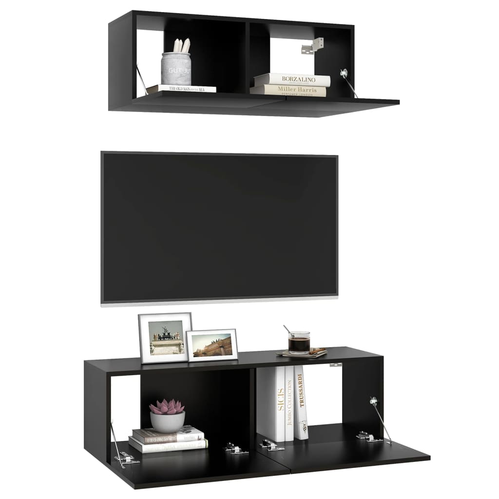 2-tlg. TV-Schrank-Set Schwarz Holzwerkstoff