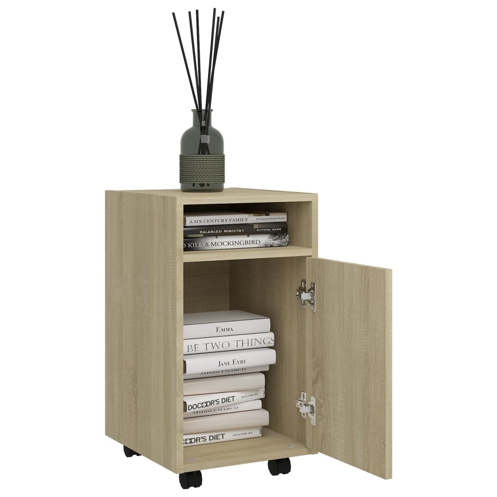 Beistellschrank mit Rollen Sonoma-Eiche 33x38x60 cm