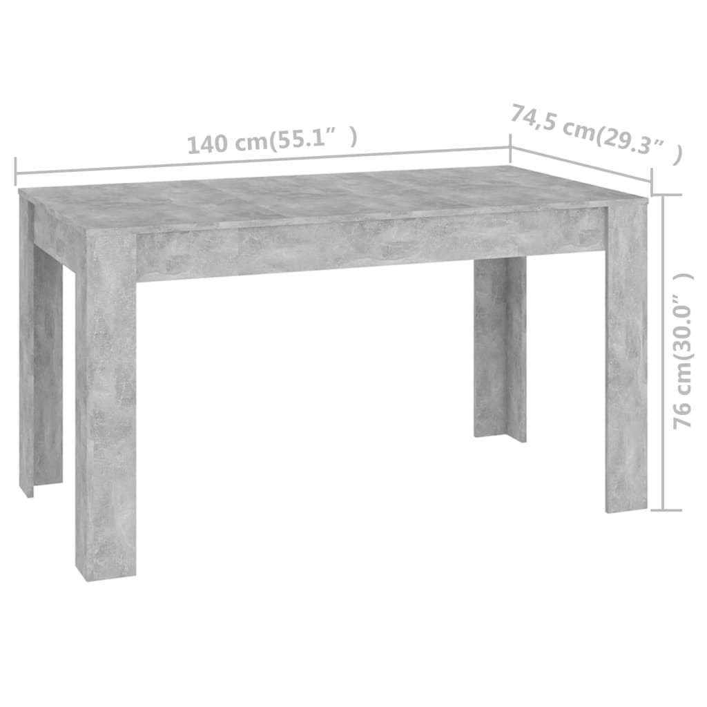 Esstisch Betongrau 140x74,5x76 cm Holzwerkstoff