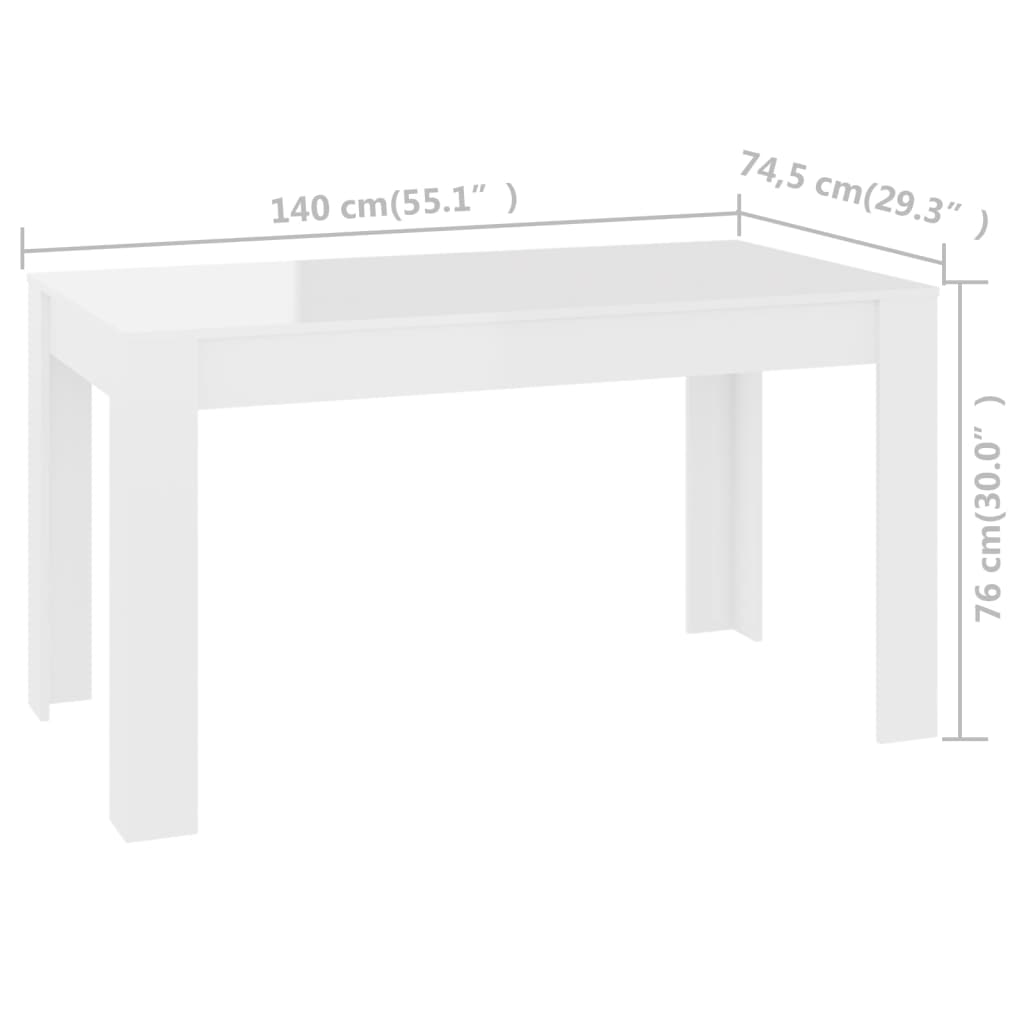 Esstisch Hochglanz-Weiß 140x74,5x76 cm Holzwerkstoff