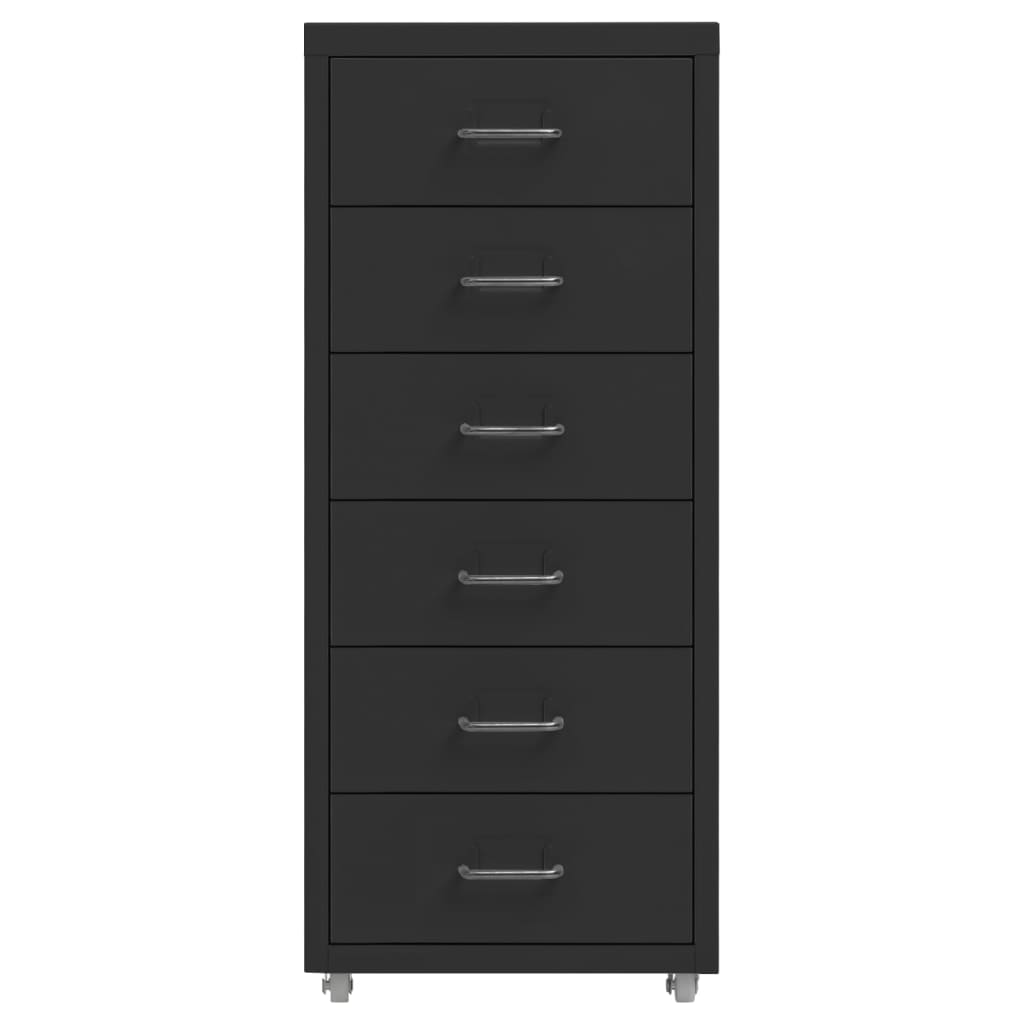 Aktenschrank mit Rollen Schwarz 28x41x69 cm Metall