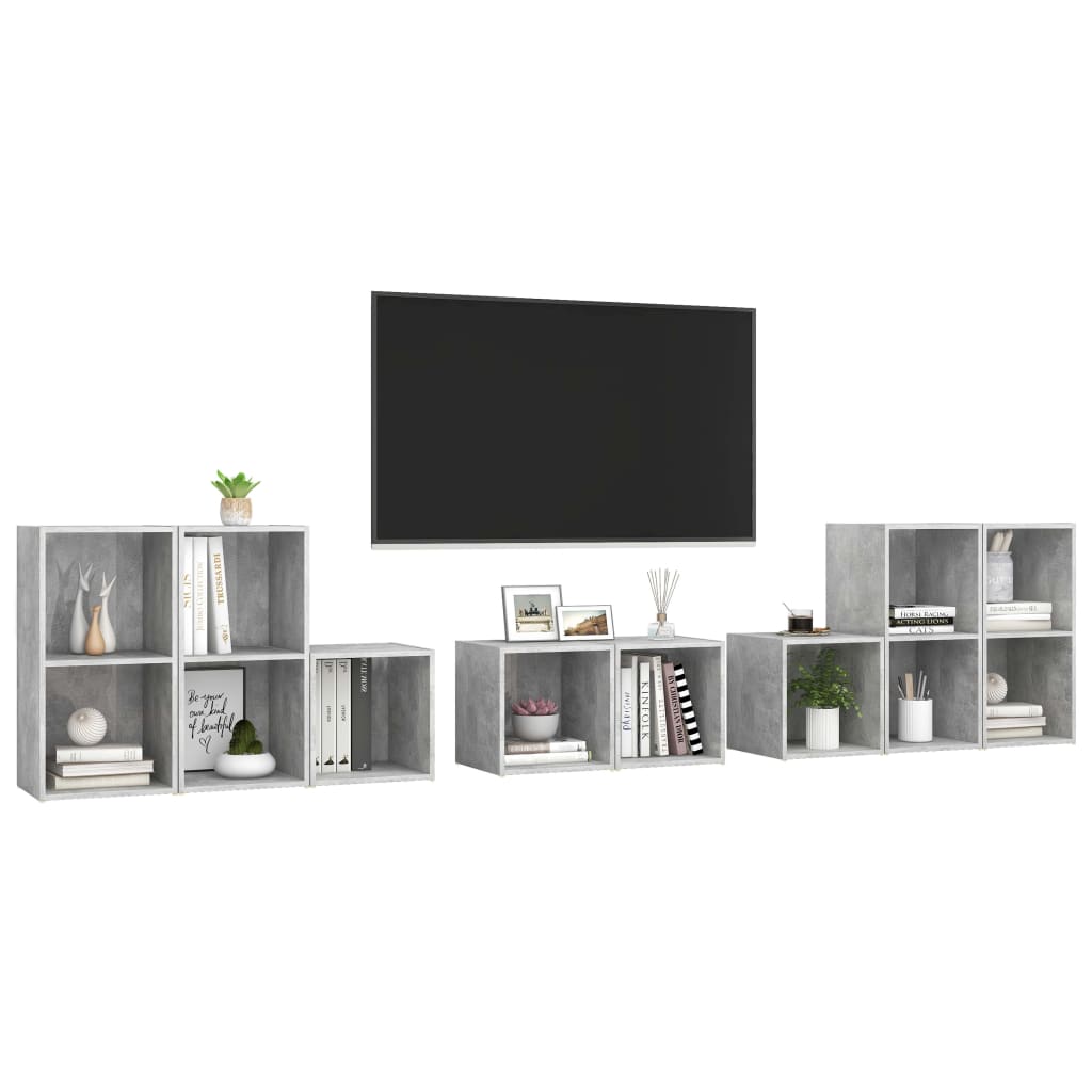 8-tlg. TV-Schrank-Set Betongrau Holzwerkstoff