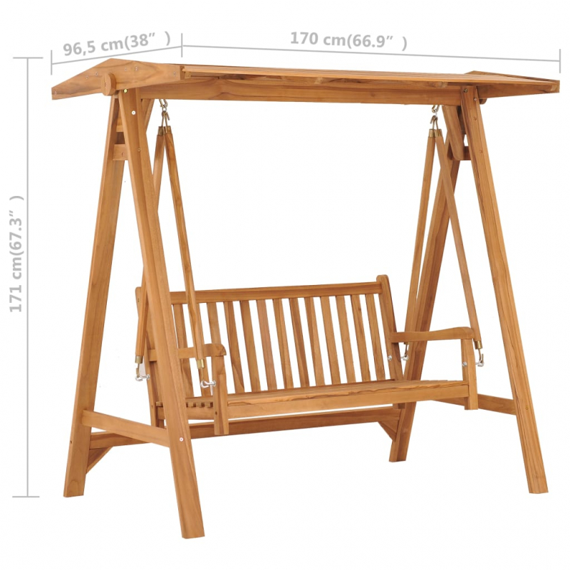 Hollywoodschaukel 170 cm Massivholz Teak