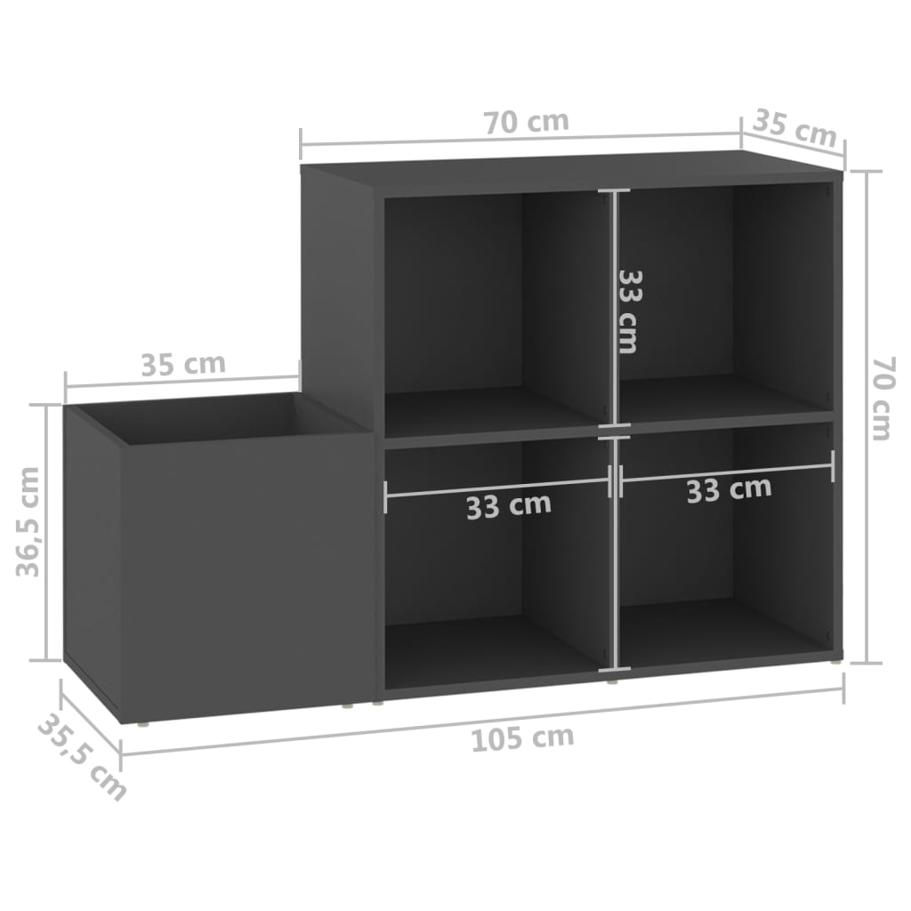 Flur-Schuhschrank Grau 105x35,5x70 cm Holzwerkstoff