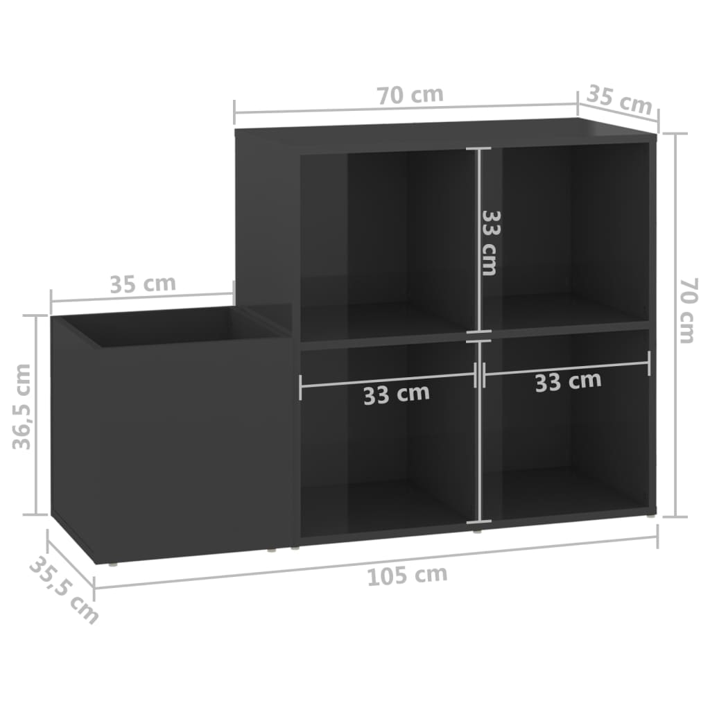 Flur-Schuhschrank Hochglanz-Grau 105x35,5x70 cm Holzwerkstoff