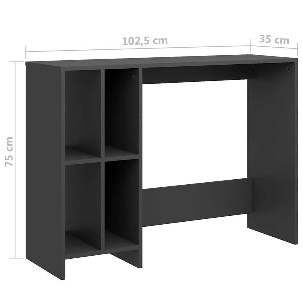 Computertisch Grau 102,5x35x75 cm Holzwerkstoff