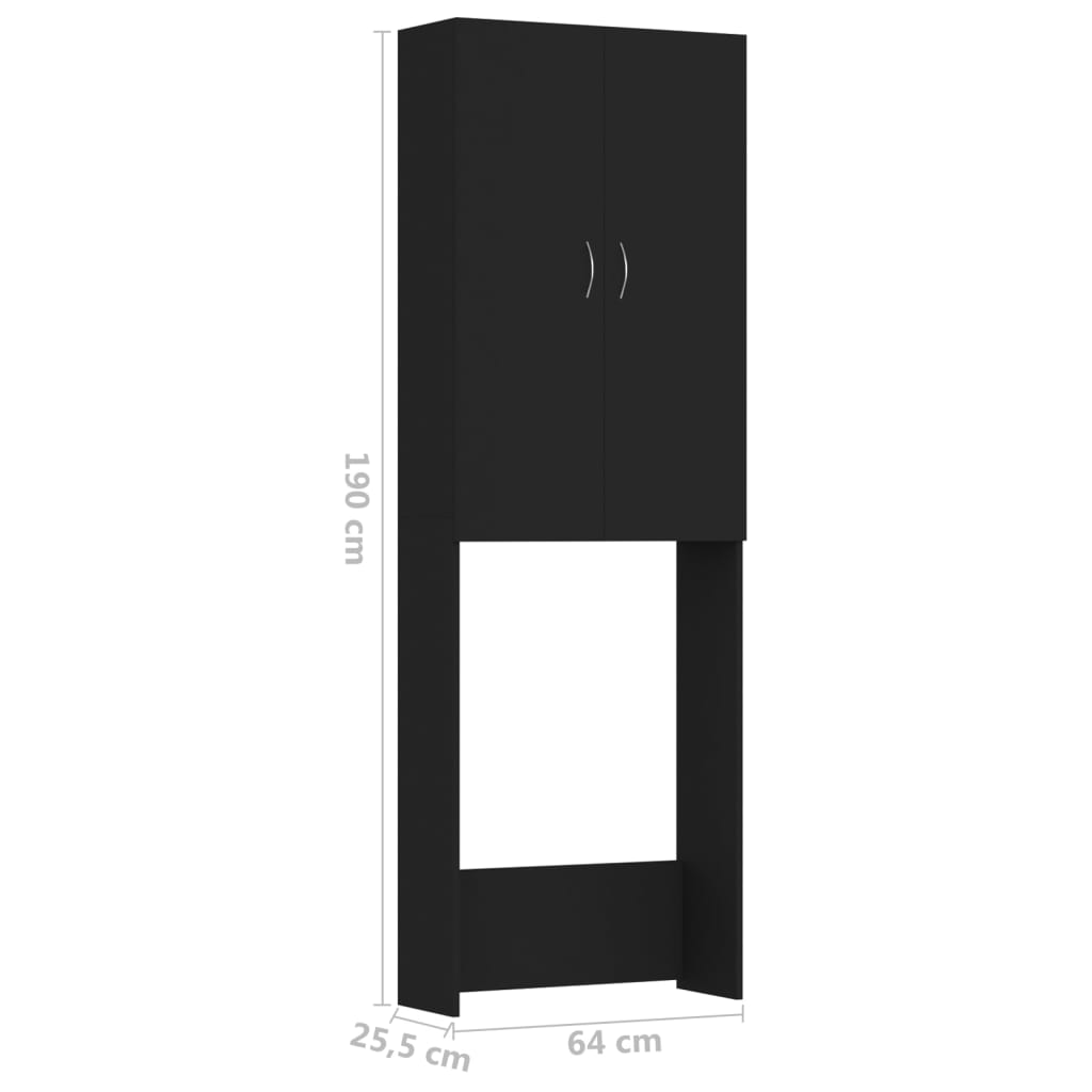 Waschmaschinenschrank Schwarz 64x25,5x190 cm